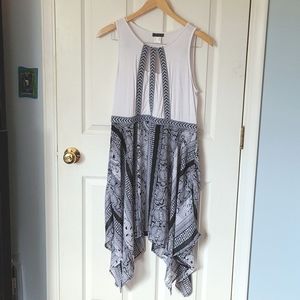 Venus Black and White Handkerchief Hem Dress